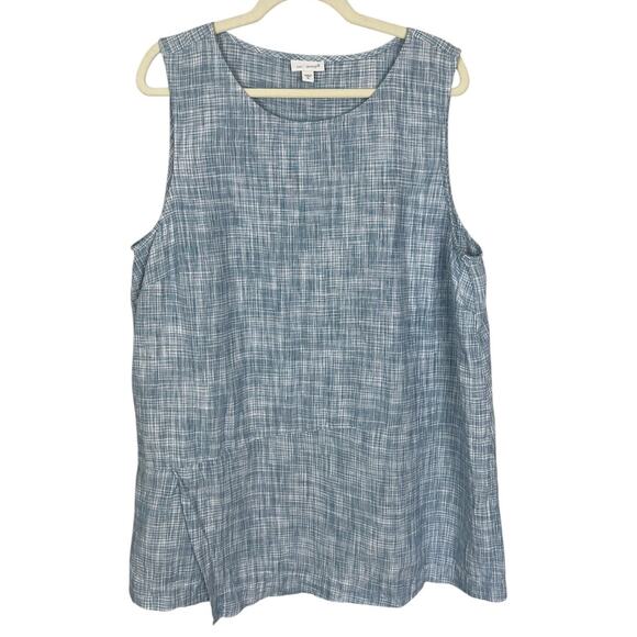 J.Jill Pure Jill Blue Agate Linen Wrap Tunic Top Sz XL Lagenlook Coastal Casual - Picture 3 of 10